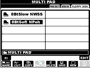 Multipad screen, floppy disk tab