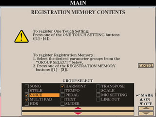 REGISTRATION MEMORY CONTENTS screen shot