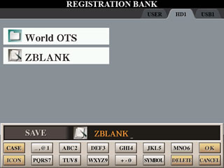 REGISTRATION BANK screen showing ZBLANK registration.