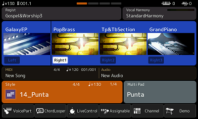 Main screen with 14_Punta style and Punta Multi Pad.