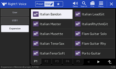 Voice screen > Exp > Europe > Italian Bandon