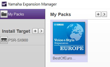 My Packs area with Best of Europe pack installed.