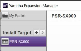PSR-Sx900 selected as Install Target.