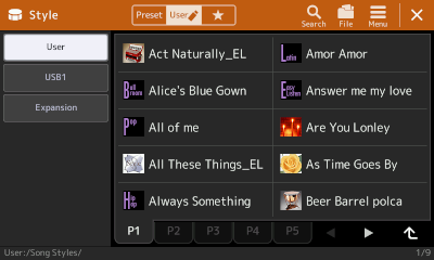 Contents of Song Styles folder with new icon showing for Act Naturally.