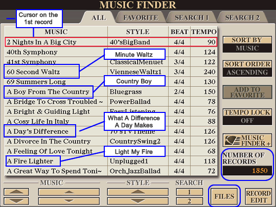 Music Finder screen