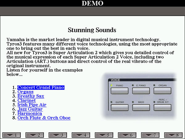 Demo screen for Stunning Sounds