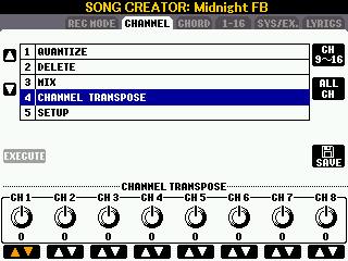 Selecting CHANNEL TRANSPOSE