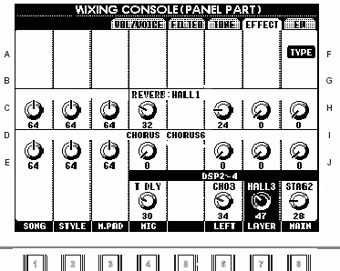Mixing Console (Panel Part) Effect Tab