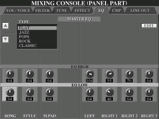 Mixinig Console (Panel Part) EQ Tab