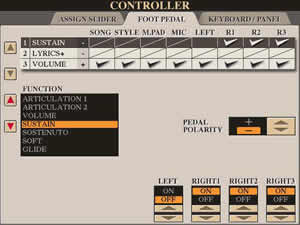 Foot pedal settings