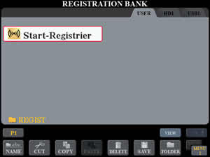 Registration bank screen