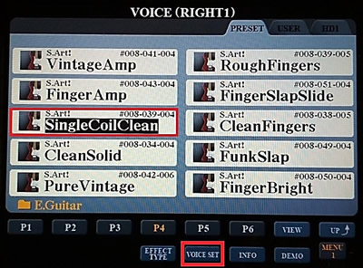 Figure 17 - Selecting SingleCoilClean voice