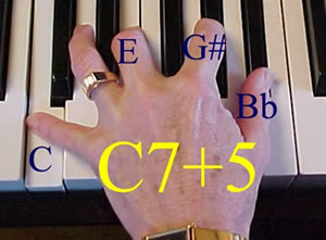C7+5 = C E G# Bb