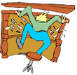 cartoon of man pounding an upright piano
